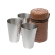 Подарочный набор S.Quire: 3  стаканчика в кожаном коричневом чехле, 75 мл, LY-B8-3 BR