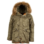 Куртка аляска Alpha Industries slim Fit N-3B, Parka, vintage olive-orange