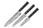 Набор ножей 3 в 1 Samura 67  (98 мм, 150 мм, 208 мм), дамаск 67 слоев, черная пакка, SD67-0220/17