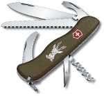 Швейцарский солдатский нож Victorinox Hunter, 111 мм, 12 функций, с фиксатором лезвия зеленый 0.8873.4