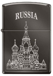 Зажигалка Zippo Собор Василия Блаженного, с покрытием Black Ice®,  чёрная, глянцевая, 150 ST BASIL