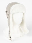 Шлем натуральная кожа, мех овчина белая, отворот (серый), АМ 5256.11