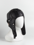 Кожаный шлем на флисе Артмех, уши кнопка, цвет черный, 2058.1