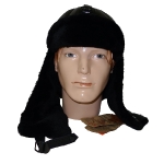 Кожаный шлем АртМех овчина, длинное ухо, адаптированный под маску, цвет черный, АМ 5259.1У