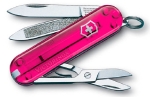 Швейцарский нож брелок Victorinox Classic, 58 мм (полупрозрачный розовый) 7 функций, 0.6203.T5