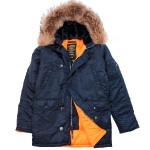 Куртка аляска Alpha Industries Slim Fit N-3B Parka, blue-orange, натуральный мех
