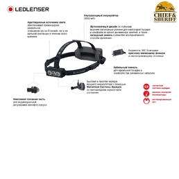 Фонарь налобный Led Lenser NEO9R, 1200 лм, черный, 502324