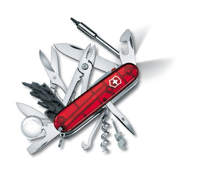 Складной нож Victorinox Cyber Tool Lite, 1.7925.T, 91 мм, 36 функций, полупрозрачный красный