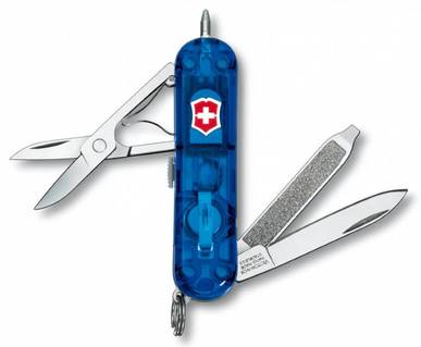 Складной нож Victorinox Signature Lite, 0.6226.T2, 58 мм, 7 функций, полупрозрачный синий