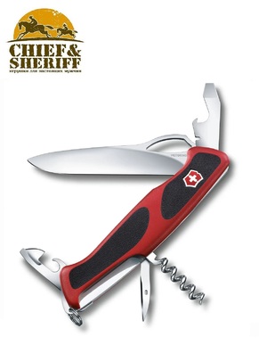 Швейцарский складной нож Victorinox RangerGrip 61, 0.9553.MC, 130 мм, 11 функций, красный/черный