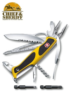 Нож складной Victorinox RangerGrip Boatsman, 0.9798.MWC8, 130 мм, 21 функция, жёлто-чёрный