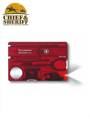 Швейцарская карта Victorinox SwissCard Lite, 0.7300.T, 82 мм, 13 функций, красный полупрозрачный