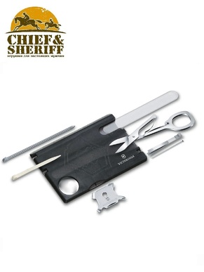 Швейцарская карта Victorinox SwissCard Nailcare, 0.7240.T3, 13 функций, полупрозрачный черный