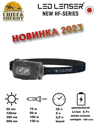Фонарь налобный Led Lenser HF4R Core, 500 лм, черный, 502790