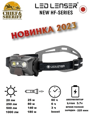 Фонарь налобный Led Lenser HF6R Signature, 1000 лм, черный, 502799