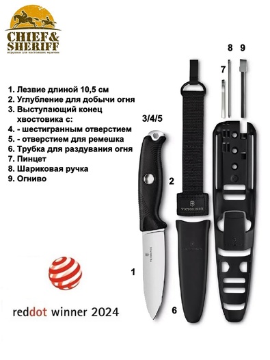 Нож Victorinox Venture Pro, 3.0903.3F, 9 функций + чехол и система для переноски, черный