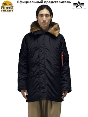 Куртка аляска Alpha Industries N-3B Logo Oxford Parka, black