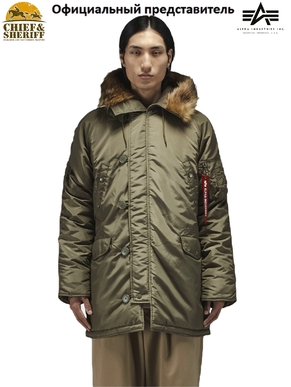 Куртка аляска Alpha Industries N-3B Logo Oxford Parka, green