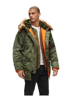 Куртка аляска Alpha Industries Slim Fit N-3B Parka, sage-orange