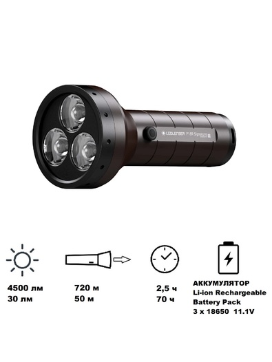 Фонарь ручной Led Lenser P18R SIGNATURE, 4500 лм, коричневый, 502191