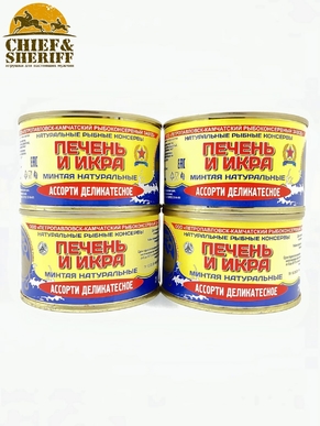 Ассорти деликатесное (печень и икра минтая), ПКРКЗ, 4 X 220 гр