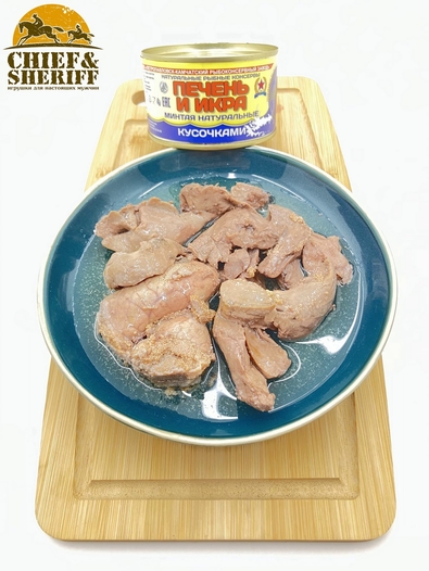 Печень и икра минтая натуральные кусочками, ПКРКЗ, 2 X 227 гр