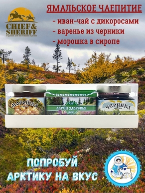 Подарочный набор Ямальское чаепитие (варенье черника, морошка, чай), Ныда-Ресурс