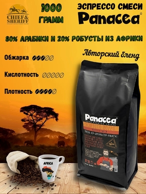 Кофе в зернах Эспрессо80/20 (80% Арабики,20% Робусты), Panacea-coffee,1 кг