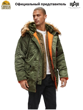 Куртка аляска Alpha Industries Slim Fit N-3B Parka, sage-orange