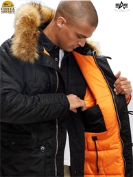 Куртка аляска Alpha Industries Slim Fit N-3B Parka, black-orange