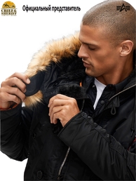 Куртка аляска Alpha Industries Slim Fit N-3B Parka, black-orange
