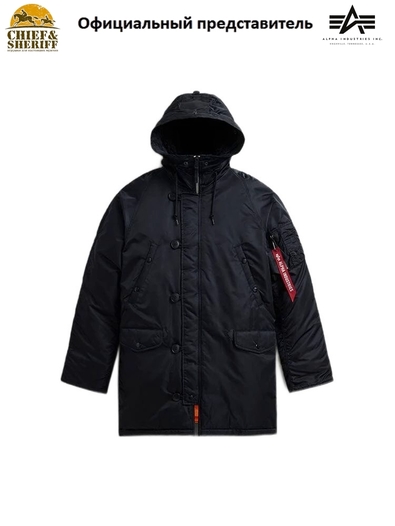 Куртка аляска Alpha Industries Slim Fit N-3B Parka, black-orange