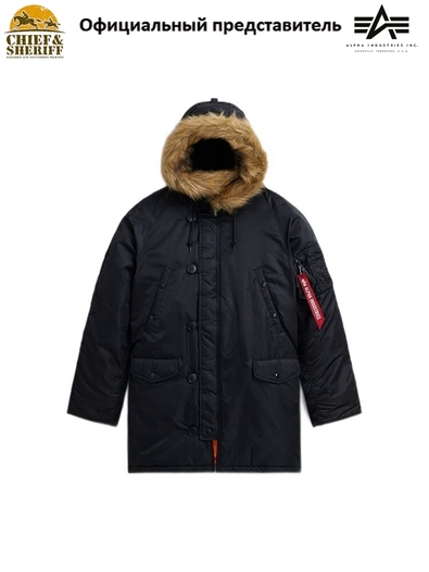Куртка аляска Alpha Industries Slim Fit N-3B Parka, black-orange