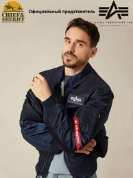 Куртка бомбер Alpha Industries CWU-45P Flight Jacket, синяя, replica blue