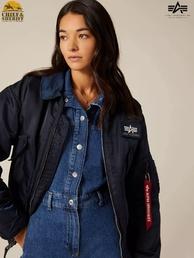 Куртка бомбер Alpha Industries CWU-45P Flight Jacket, синяя, replica blue