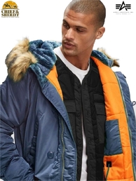 Куртка аляска Alpha Industries Slim Fit N-3B Parka, slate blue-orange