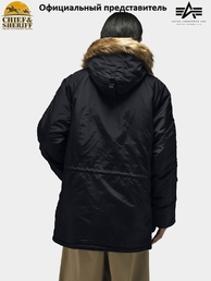 Куртка аляска Alpha Industries N-3B Logo Oxford Parka, black
