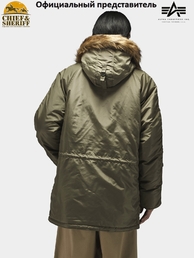 Куртка аляска Alpha Industries N-3B Logo Oxford Parka, green