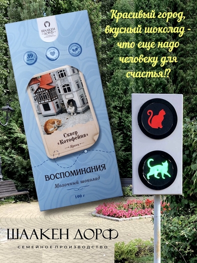 Шоколад молочный "Сквер "Котофейня" ГОСТ , SCHAAKEN DORF, 2 X 100 гр