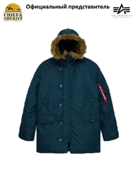 Куртка аляска Alpha Industries N-3B Logo Oxford Parka, midnight teal