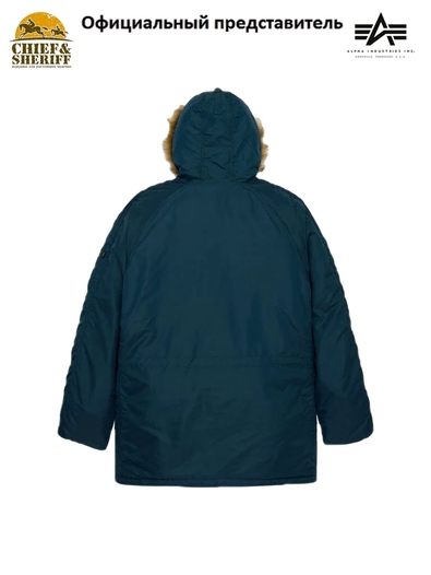 Куртка аляска Alpha Industries N-3B Logo Oxford Parka, midnight teal (размер: s, российский размер: 46)