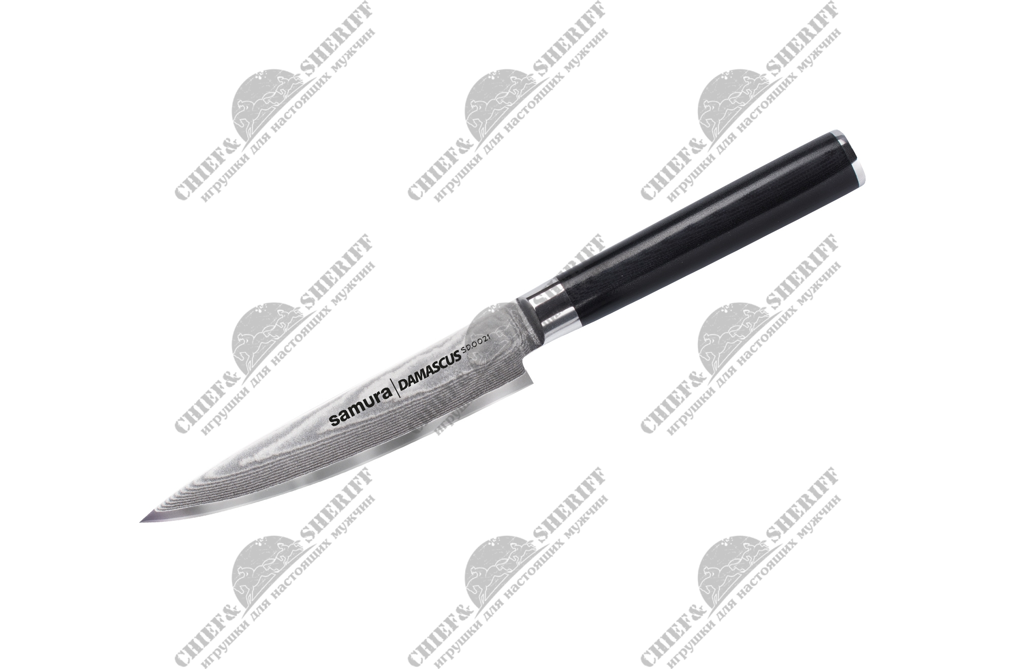 Нож кухонный Samura Damascus универсальный 125 мм, G-10, дамаск 67 слоев, SD-0021