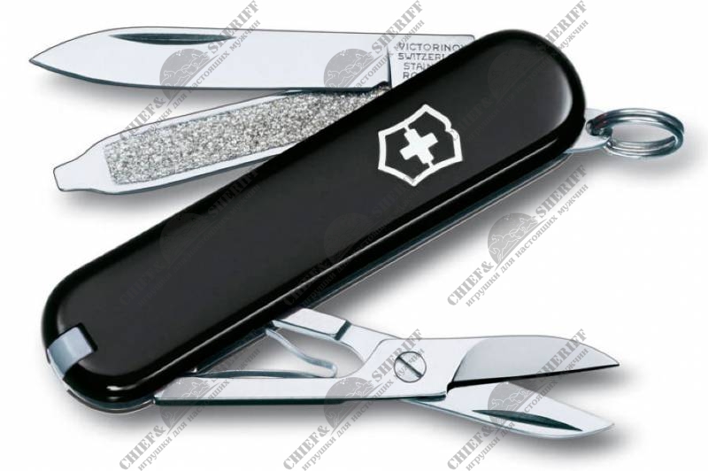 Швейцарский нож брелок Victorinox Classic SD (черный) 58 мм, 7 функций, 0.6223.3