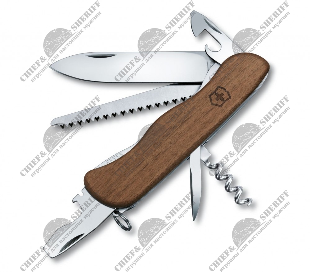 Нож перочинный Victorinox Forester, 111 мм, 10 функций, ручка дерево, фиксатор лезвия, 0.8361.63