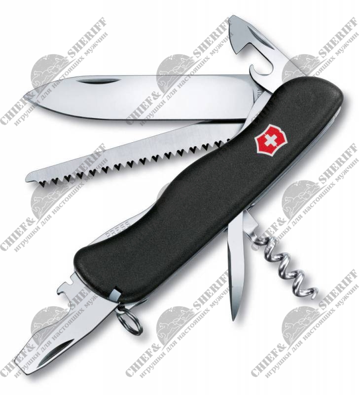 Складной швейцарский нож Victorinox Forester (черный) 111 мм,12 функций с фиксатором лезвия,0.8363.3