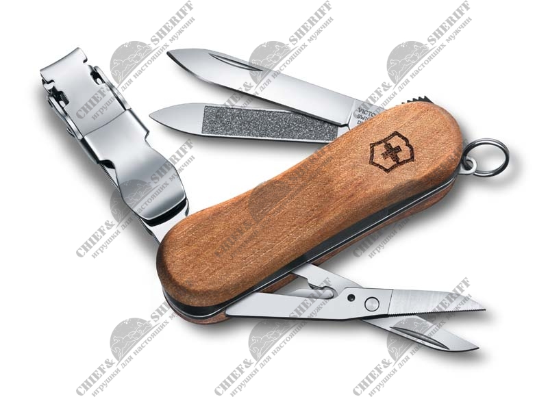 Нож-брелок Victorinox NailClip Wood 580, 65 мм, 6 функций, деревянная рукоять, 0.6461.63