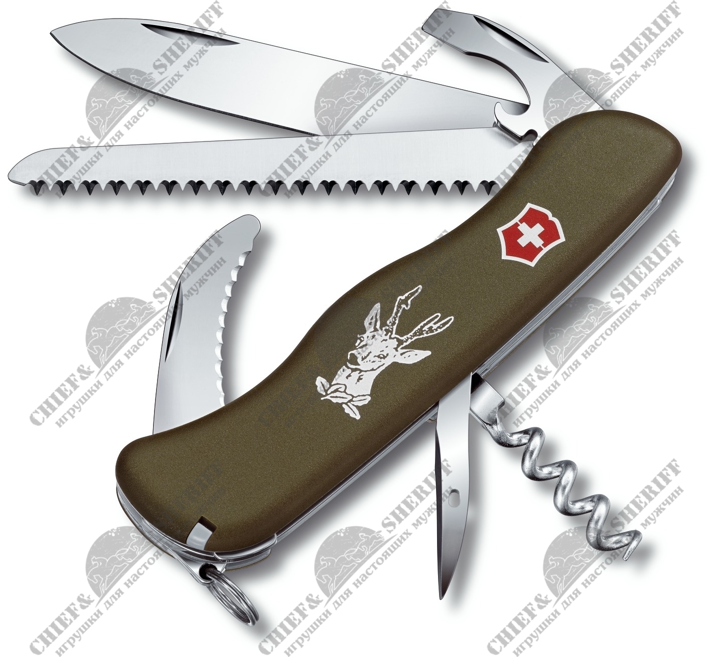 Швейцарский солдатский нож Victorinox Hunter (зеленый) 111 мм, 12 функций, 0.8873