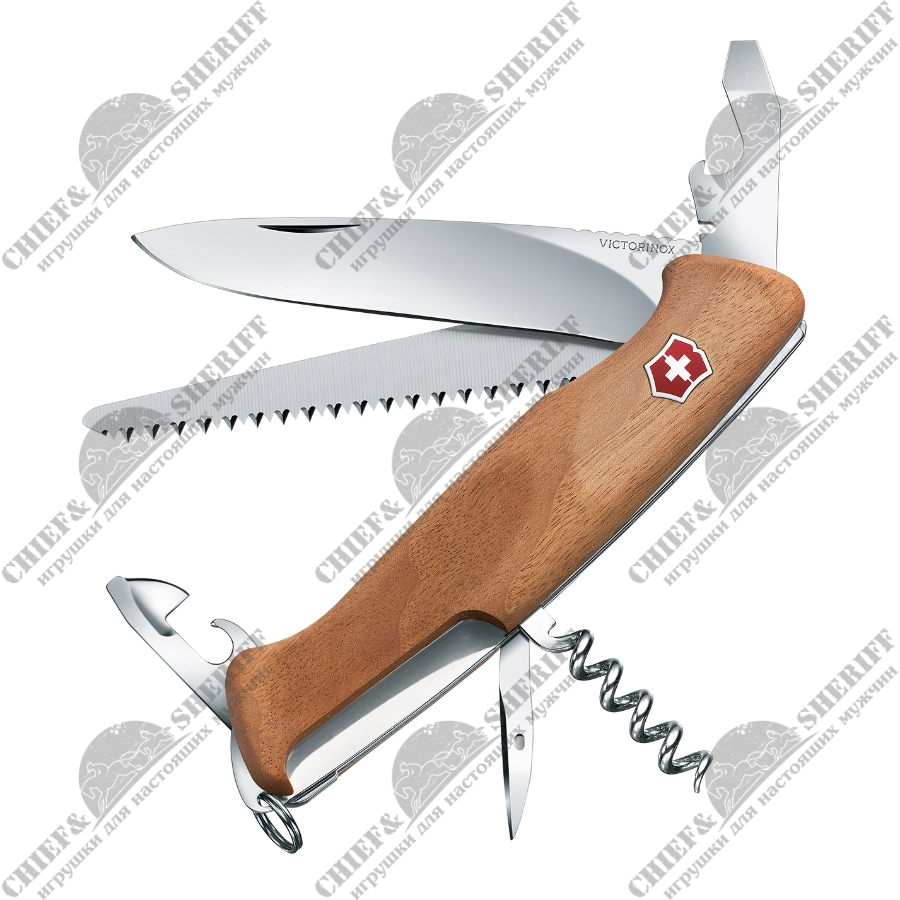 Нож перочинный Victorinox RangerWood 55, 130 мм, 10 функций, фиксатор лезвия liner lock, 0.9561.63