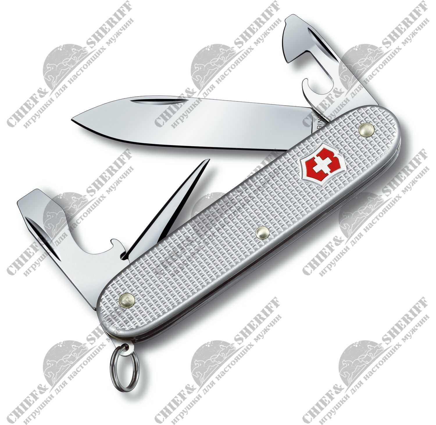 Нож перочинный Victorinox Pioneer, 93 мм, 8 функций алюминиевая рукоять серебристый, 0.8201.26
