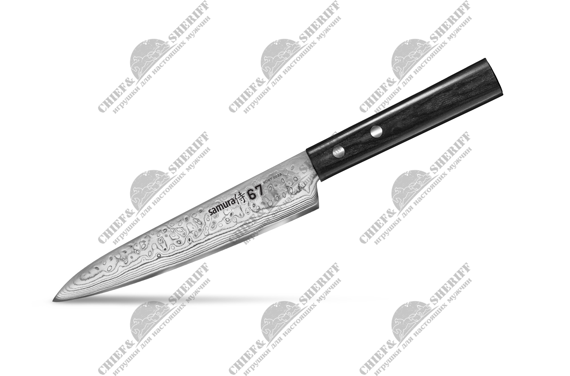 Нож кухонный Samura 67, универсальный 150 мм, дамаск 67 слоев, ABS пластик, SD67-0023